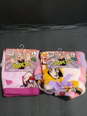 2pack Popeye and olive‎ oil pink graphic printed boy shorts and plush shorts new